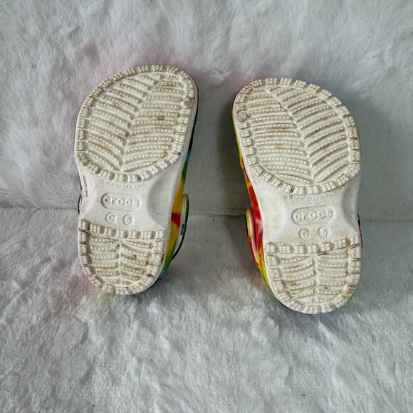 Rainbow Crocs Classic Clogs Sz C5 Colorful Tie-Dye Little Kids' (Ages 1-5) - Picture 4 of 8